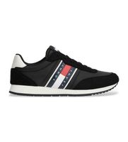 tommy jeans para hombre em0em01709 zapatillas con logo y mezcla de texturas negro 46 plano cordones casual
