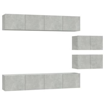 Set De 6 Uds Muebles Tv | Mueble De Salón | Armario Tv Madera Contrachapada Gris Hormigón