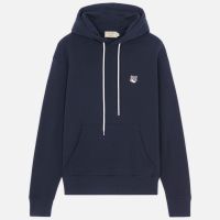 maison kitsune mens grey fox head patch hoodie - navy - l