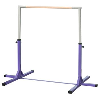 HOMCOM Barra de Gimnasia para Niños +3 Años Barra de Entrenamiento Altura Ajustable 92-150 cm Carga 75 kg 194x121x150cm Violeta
