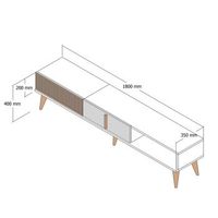 soporte de tv de madera milan - 180 x 35 x 40 cm - nogal blanco