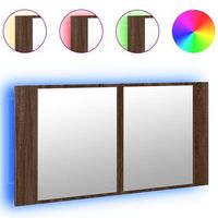armario espejo de bano  mueble bano led acrilico marron roble 90x12x45 cm
