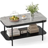mesa de centro costway de 2 niveles 46 x 90 x 50 cm - piedra sinterizada - gris