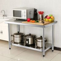 mesa de acero inoxidable de trabajo mesa de preparacion de cocina con ruedas 2 niveles estante ajustable 91x61x90 cm cfw40480