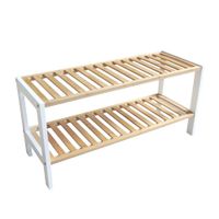 zapatero de 2 niveles en bambu blanco 70 x 26 x 335 cm