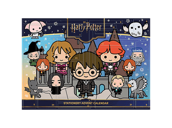 Calendario de adviento - Sherwood Harry Potter, 24 sorpresas artículos papelería, Packaging ilustrado con actividades recortables