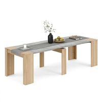 mesa consola extensible 50-235x90 cm denis roble canadian - gris cemento 51 x 78 x 90 cm