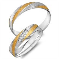 alianzas 18 quilates oro amarillo-blanco 5 diamantes
