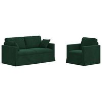 juego de sofa 2 pcs verde oscuro 158 x 78 x 80 cm terciopelo vidaxl