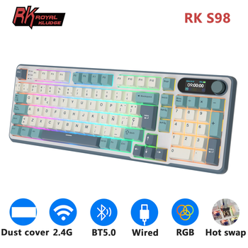 ‌Teclado Mecánico RK ROYAL KLUDGE S98 Español Gaming 98 Teclas RGB Backlit - Top Mount, Pantalla TFT, Inalámbrico BT5.0/2.4G/USB