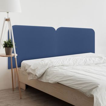 Dhome Cabecero Azul Curvo Tapizado En Polipiel 200 Dual Con Patas Altura 125cm Para Pared Acústico Absorbente Cama Dormitorio (azul, 200 Dual)
