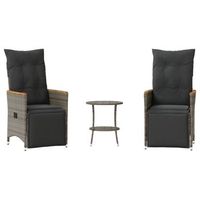 sillas y mesita de jardin con cojines 3 uds  conjunto mueble jardin ratan pe gris