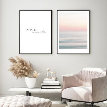 Set de 2 cuadros 155, marco premium chapado en roble, 30x40 cm