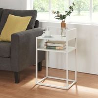 mesa auxiliar riihimaki con estante acero 65x40x30cm - blanco mate encasa