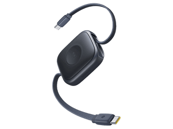 Cable USB-C - Baseus All-in-One retráctil, 90 cm, Tipo C a C, Universal, Carga rápida, 100W, SmartWatch 2.5W, Negro Midnight