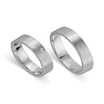 Alianzas 8 quilates oro blanco con diamante