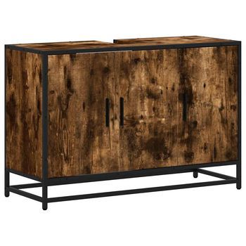 Mueble Lavabo Baño | Armario De Baño Madera Ingeniería Roble Ahumado 90x33x60 Cm