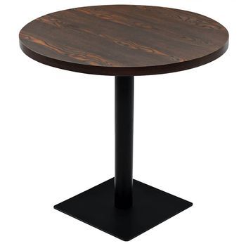 Mesa De Bar Bistró Mdf Y Acero Redonda Fresno Oscuro 80x75 Cm Vidaxl