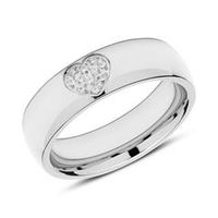 anillo de acero corazon con circonita grabable