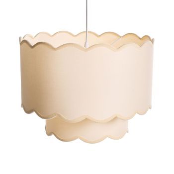 Lámpara Colgante De Metal Con Base Y Doble Pantalla De Tela Tipo Tambor Estilo Moderno Luz Ambiental Blanco/beige Mecumbura