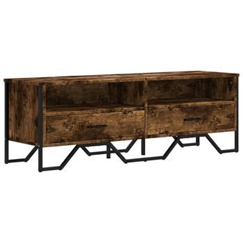 Mueble De Tv | Mueble De Salón | Gabinete De Tv Madera De Ingeniería Roble Ahumado 122x34x41 Cm