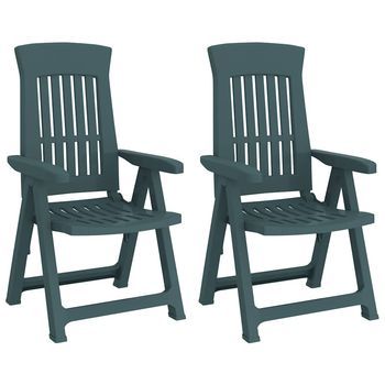 Pack 2 Uds Sillas Reclinables De Jardín | Silla De Exterior | Sillón Pp Verde