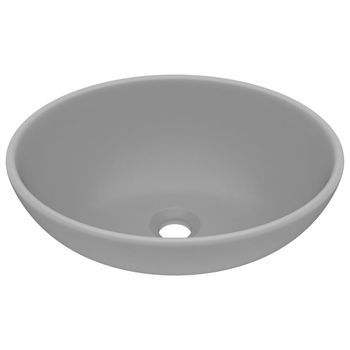 Lavabo De Baño Moderno | Lavabo De Lujo Ovalado Cerámica Gris Claro Mate 40x33 Cm