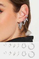 juego 6 pares de pendientes de aro plateado