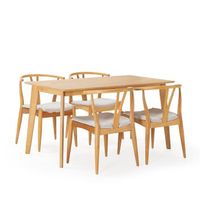 juego de mesa 140x80 cm y 4 sillas de comedor rustic color roble