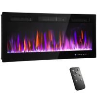 homcom chimenea electrica de pared o empotrable 900w1800w efecto llama 12 colores 5 niveles de luminosidad 1067x94x47cm negro