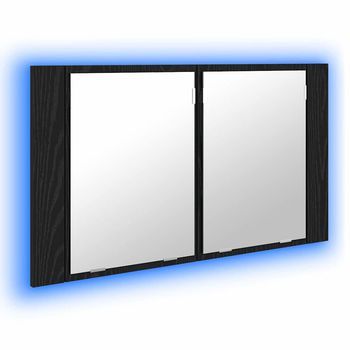 Armario Con Espejo De Baño | Mueble De Baño Roble Negro 80 X 12 X 45 Cm