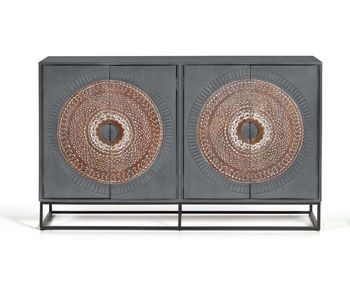 Aparador madera de mango y patas en metal gris y marrón de 91x40x150 cm - giner y colomer