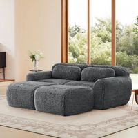 sofa modular boneless cloud de dos plazas convertible con 2 otomanas tejido de felpa color gris
