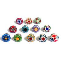 set de 12 pomos tiradores de ceramica diseno flores vintage de colores decoracion muebles armarios cajones nacnic