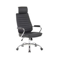silla de oficina giratoria regulable en cuero autentico negro