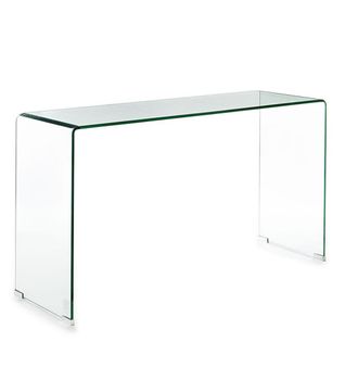Consola en cristal curvado transparente cm. Al.70 x l.125 x p.40