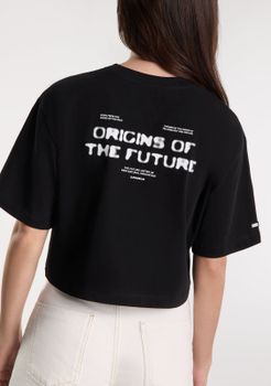 Camiseta de Manga Corta Mujer - D.Franklin - Origins Cropped T-Shirt Black / White - Talla - Color Black