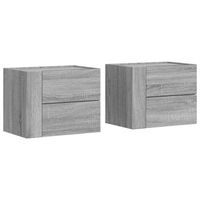 pack 2 uds mesitas de noche  mesilla de noche de pared gris sonoma 45x30x35 cm