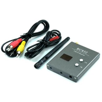 Eachine RC832 receptor AV FPV de 5.8GHz 48CH 2dBi rango de 5-8KM RP-SMA bandas A/B/E/F NTSC/PAL auto 12V para dron RC