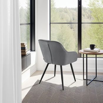 6 sillas de comedor, efecto terciopelo, 58 x 62 x 82 cm gris/negro