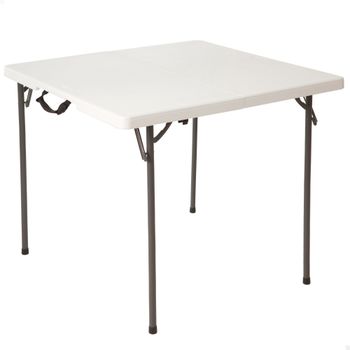 Mesa Cuadrada Plegable Polietileno 38 Mm, 86x86x74 Cm, Blanco