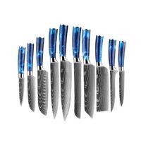 set de cuchillos de chef con 10 piezas estilo asco con diseno elegante y mango ergonomico con extremos de acero 37x35x125 cm color azul