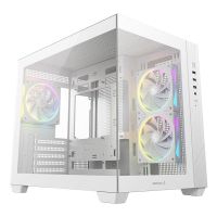 caja deepcool cg330 3f wh micro atx blanca con vidrio templado y 3 ventiladores argb