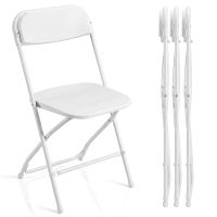 costway juego de 4 sillas de comedor plegables con respaldo inclinado y reposapies carga 150kg para salon restaurante patio jardin blanco