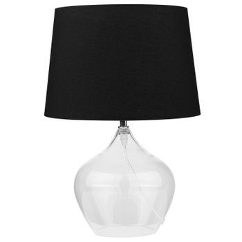Lámpara De Mesa Transparente De Vidrio Negro 45 Cm Pantalla Redonda Estilo Contemporáneo Osum