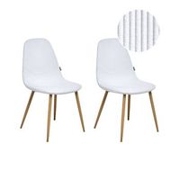 conjunto de 2 sillas de comedor asiento tapizado de pana con patas de hierro blanco hilden