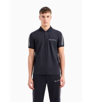A|X Armani Exchange para hombre. 8NZFSGZJ81Z1510 Polo liso marino (L), Casual, Algodón, Manga corta