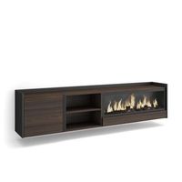 mueble tv television muebles de salon almacenaje 212x50x35 cm para tv hasta 80 chimenea electrica xxl colgado suspendido estilo moderno roble oscuro y negro