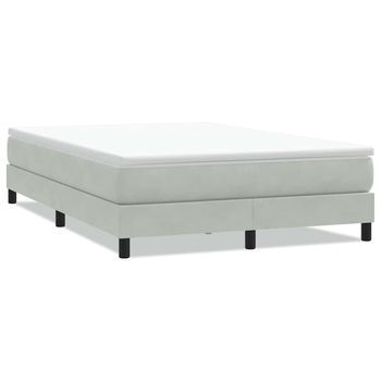 Cama Matrimonial | Cama Para Adultos | Cama Box Spring Sin Colchón Terciopelo Gris Claro 140x210 Cm