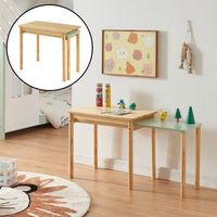 mesa infantil extensible skelleftea pino 60-98x38x52 cm - natural  verde menta encasa